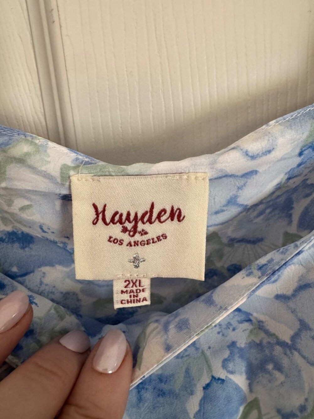 Hayden Blue Floral Dress Midi Ruffle Puffy Balloon Sleeve Watercolor Pocket 2XL - Picture 9 of 13